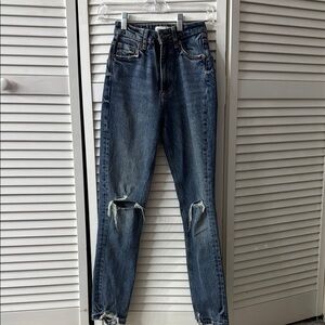 Zara Blue High Rise Jeans with Distressing